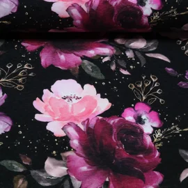 Jogging Glitzerpüppi Digitaldruck Rosen Schwarz