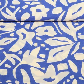 Kleider und Blusenstoff Blumen Tintenblau