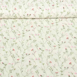 Kleider und Blusenstoff Crash Blümchen Weiß Rot