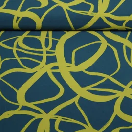 Kleider und Blusenstoff - Stretch Abstrakt Petrol Grün