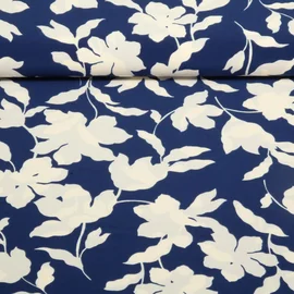 Kleider und Blusenstoff - Stretch Blumen Blau