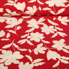 Kleider und Blusenstoff - Stretch Blumen Rot