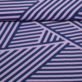 Kleider und Blusenstoff - Stretch Geometric Blau