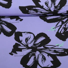 Kleider und Blusenstoff - Stretch Große Blumen Lavendel