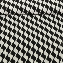 Kleider und Blusenstoff Wellen Schwarz