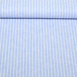 Leinen Baumwolle Streifen Hellblau