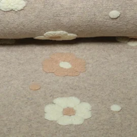 Mantelstoff B-Trendy 3D-Blumen Sand