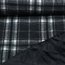 Mantelstoff Jacquard Karo Anthrazit