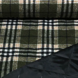 Mantelstoff Jacquard Karo Grün