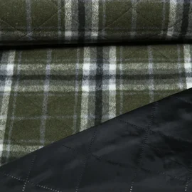 Mantelstoff Jacquard Karo Khaki