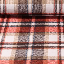 Mantelstoff Jacquard Karo Rot