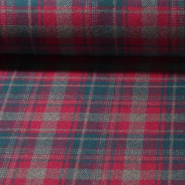 Mantelstoff Karo Fuchsia Grau