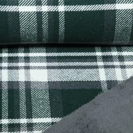 Mantelstoff Tweed Karo mit Fellabseite Grün