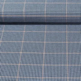 Hosenstoff Hahnentritt Karo Schwarz Beige