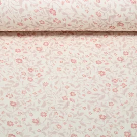 Musselin Extrabreit Blumen Ecru Altrosa 