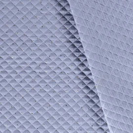 Musselin Stepper goldene Punkte Hellblau