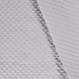 Musselin Stepper goldene Punkte Hellgrau