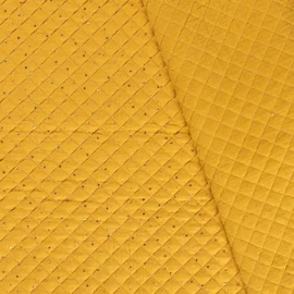 Musselin Stepper goldene Punkte Senfgelb