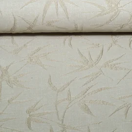Nachhaltiger Canvas Jacquard Blätter Bestickt Beige