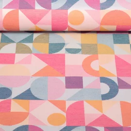 Nachhaltiger Jacquard Canvas Geo Design Multicolor