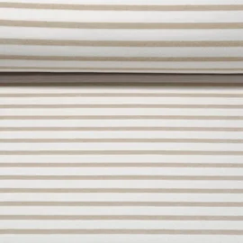 Nickistoff Velours Streifen Ecru Sand