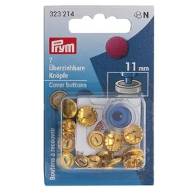 PRYM Überziehbare Knöpfe mit Werkzeug 11mm goldfarbig 7Stück