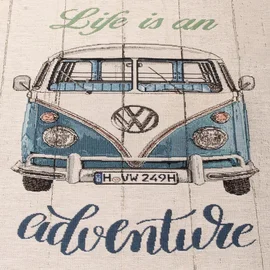 Canvas Panel "VW Bulli" Beige Multicolor