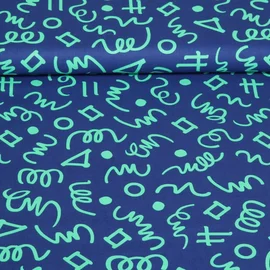 Popeline Geometrics Blau