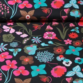 Popeline "Meadow Flower" Anthrazit