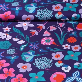 Popeline "Meadow Flower" Blau