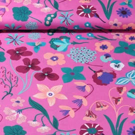 Popeline "Meadow Flower" Hortensie