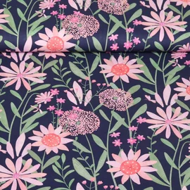 Popeline Sommerblumen Navy