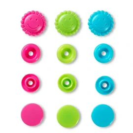 Prym LOVE Snap Druckknöpfe Blume türkis/grün/pink 13,6mm