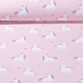 Regenjackenstoff Aqua Protect Einhörner Rosa