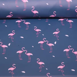 Regenjackenstoff Aqua Protect Flamingos Blau