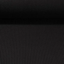 Rippen-Stricksweat Uni Schwarz