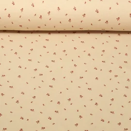 Rippjersey Blümchen Beige 
