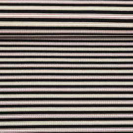 Rippjersey Streifen Lurex Schwarz Weiß