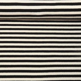 Rippjersey Streifen Schwarz Ecru