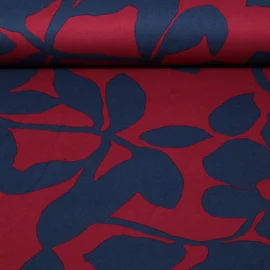 Romanit Jersey Blätter und Blüten Bordeaux Navy