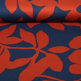 Romanit Jersey Blätter und Blüten Navy Ziegel