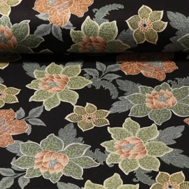 Romanit Jersey Blumen Schwarz Khaki