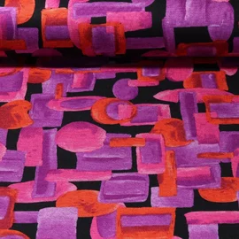 Romanit Jersey Soft Mustermix Schwarz Fuchsia