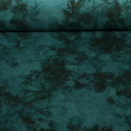 Romanit Jersey Vintage Blumen Petrolgrün