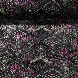 Samt Jersey Ornamente Schwarz Grün