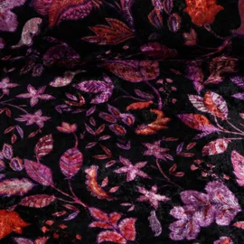 Samt Jersey Paisley Schwarz Fuchsia