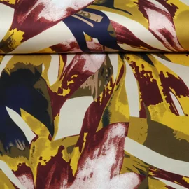 Satin Blumen Abstrakt Rot Gelb