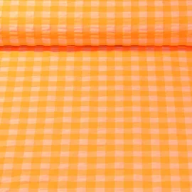 Seersucker Karo Groß Neon Orange