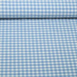 Seersucker Karo Hellblau Ecru