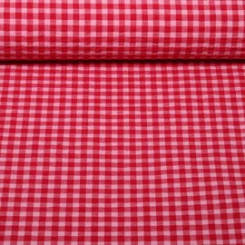 Seersucker Karo Rot Rosa